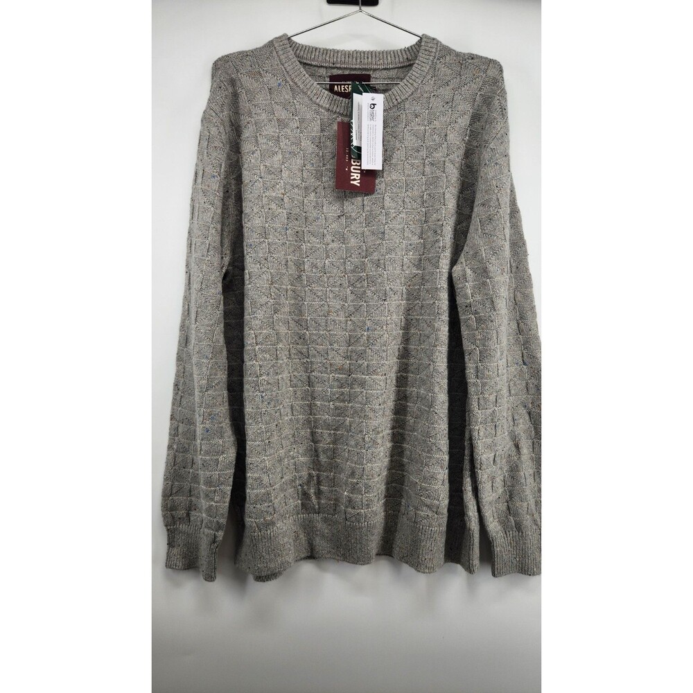Alesbury Mens Gray Large Textured‎ Crewneck Sweater Pullover Neps NWT